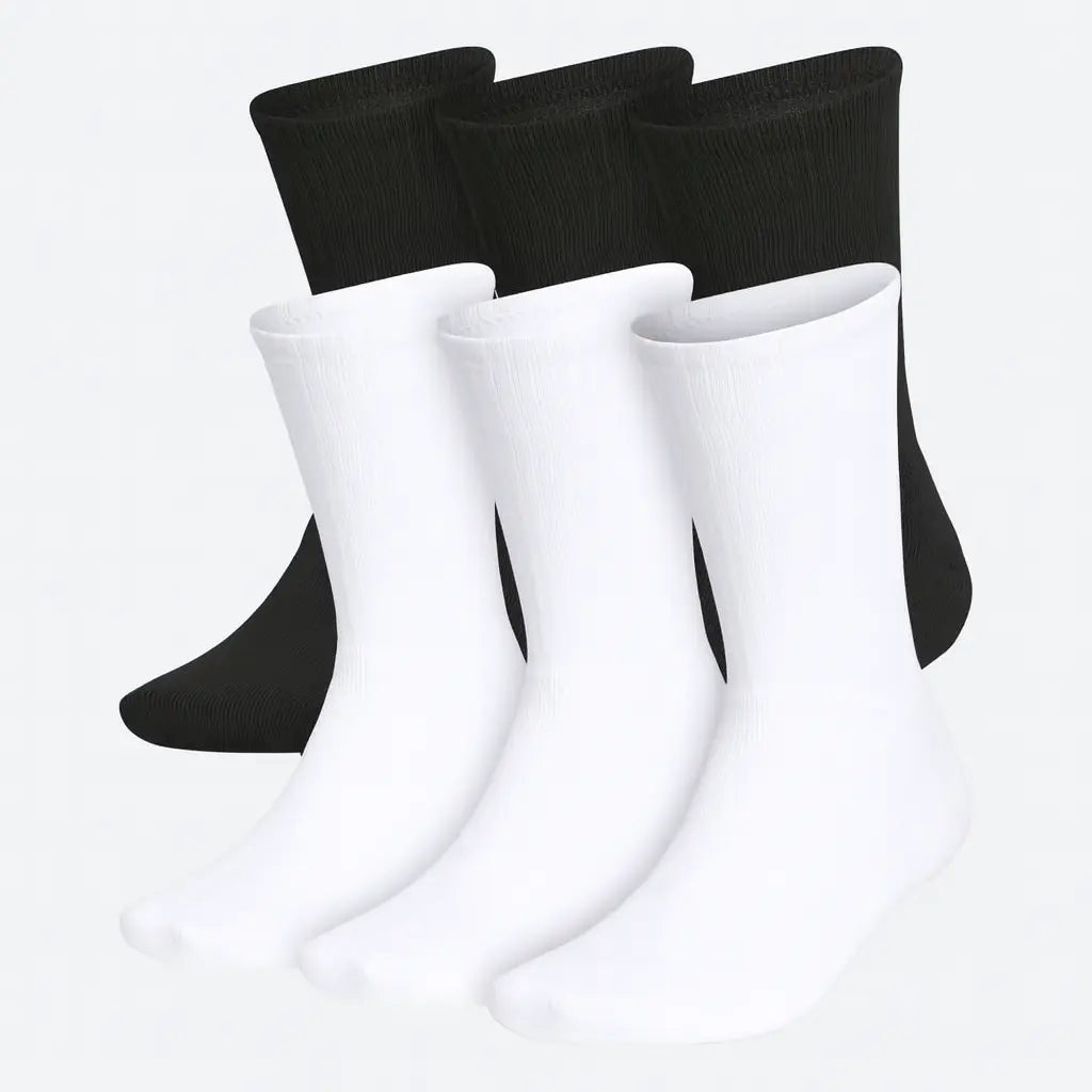 6-Pack Essential Crew Socks – Black & White